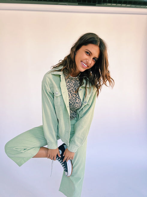 Sweet Emotion Corduroy Jacket// Sage